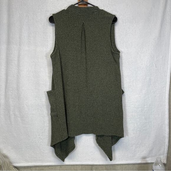 Gilli Olive Green Knit Sleeveless Cardigan Size‎ L - Picture 4 of 9